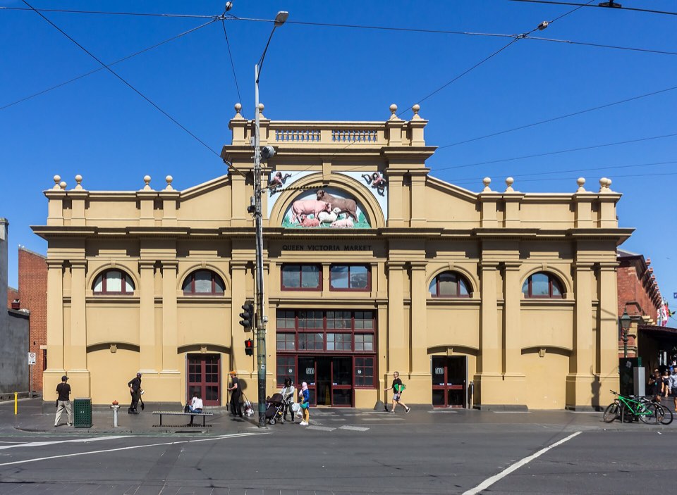The Queen Victoria Market building in Melbourne on a clear day